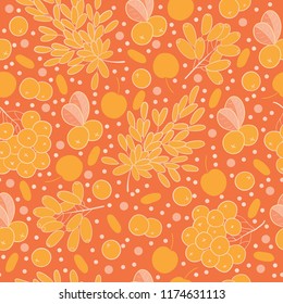 Scandinavian berries repeating pattern,orange use for design,package,textile,decor,template,inventation cards,personal