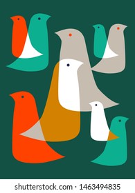 Scandinavian bird pattern. Simple, modern vector source.