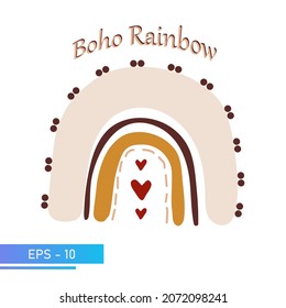 Scandinavian boho rainbow in colors for nursery room decor. Isolated on a white background. Vector illustration.