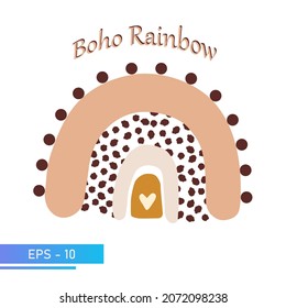 Scandinavian boho rainbow in simple soft colors for nursery room decor. Isolated on a white background. Vector illustration.