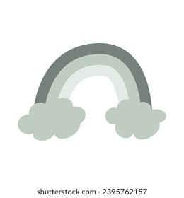 Scandinavian boho rainbows set with clouds, stars, drops, crescent in pastel boho colors. Hand drawn vector isolated element for nursery decoration, party, poster, invitation, postcard, clothes