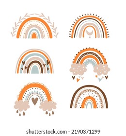 Scandinavian boho rainbows set for nursery decoration, baby shower, party, poster, invitation, postcard, clothes, etc.