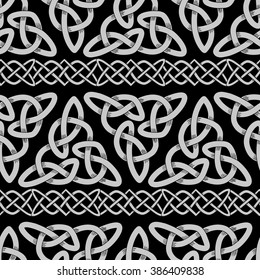 Scandinavian Celtic monochrome seamless pattern