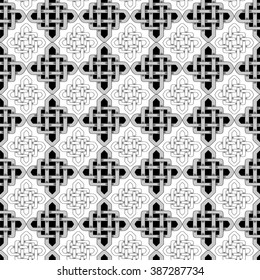 Scandinavian Celtic monochrome seamless pattern