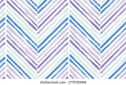 Scandinavian chevron interior print vector seamless pattern. Paintbrush strokes geometric stripes. Hand drawn paint texture zig zag chevron wrapping. Horizontal stripes fabric print seamless design.