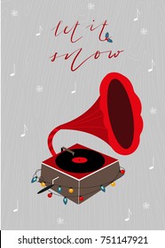 Scandinavian Christmas card. Template for Greeting Scrapbooking, Congratulations, Invitations, Stickers, Planners. Vector illustration