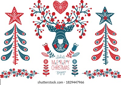 Scandinavian Christmas Design Elemetn Set
