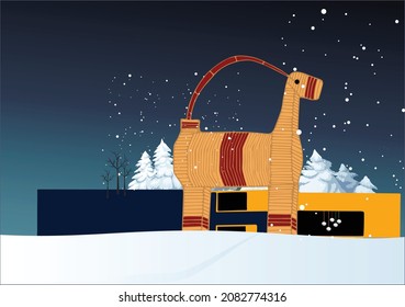 
Scandinavian Christmas tradition giant Yule Goat vector illustration.