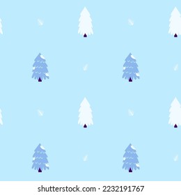 Scandinavian Christmas Tree Seamless Pattern. Vector Illustration of Cartoon Style Greeting Seasonal Holiday Background.