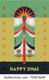Scandinavian Christmas tree. Stock vector.