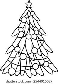 Scandinavian Christmas Tree Vector Icon