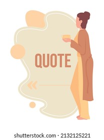 Scandinavian comfort quote textbox with flat character. Hygge lifestyle. Speech bubble with creative cartoon illustration. Color quotation isolated on white background. Bebas Neue font used