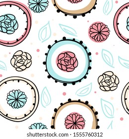 Scandinavian cucumber slices seamless pattern