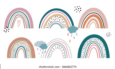 Scandinavian cute rainbow vector illustration on white background.