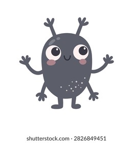 Scandinavian Dark Purple Alien with Spiky Head, Small Horns and Large Eyes