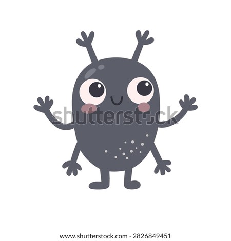 Scandinavian Dark Purple Alien with Spiky Head, Small Horns and Large Eyes