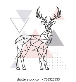 Scandinavian deer, side view. Geometric vector illustration.