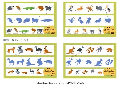 Scandinavian design Funny maze for children. Find the correct shadow educational game for kids. Vector learning 
collection.