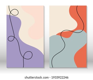 Scandinavian design. Modern art print. Contemporary design.Set of fluid geometric shapes. Abstract hand drawn watercolor effect shapes. Home decor. Modern abstract painting.