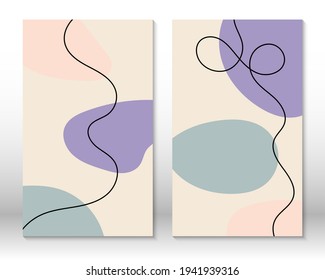 Scandinavian design. Modern art print. Contemporary design.Set of fluid geometric shapes. Abstract hand drawn watercolor effect shapes. Home decor. Modern abstract painting. Scandinavian colors.