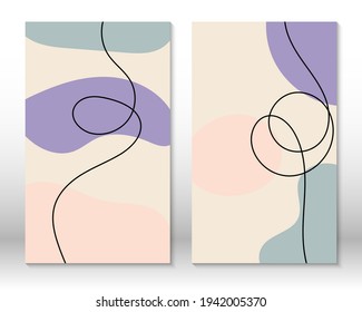 Scandinavian design. Modern art print. Contemporary design.Set of fluid geometric shapes. Abstract hand drawn watercolor effect shapes. Home decor. Modern abstract painting. Scandinavian colors.