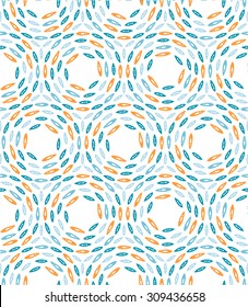Scandinavian design pattern. Colorful circles formed from petals look like ripples on water on white background. Best for textile and paper design.