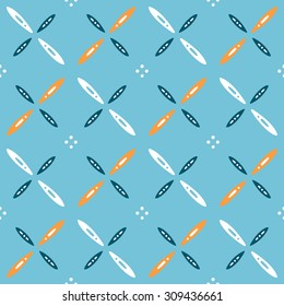 Scandinavian design pattern. Geometric crossing petals on light blue background. Best for textile and paper design.