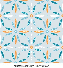 Scandinavian design pattern. Geometric stylized flowers on light gray background. Best for textile and paper design.