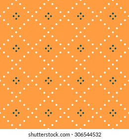 Scandinavian design pattern. White dotted rhombus on orange background. Best for textile and paper design.