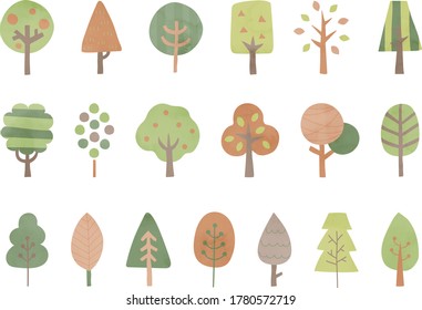 Scandinavian design tree illustration set