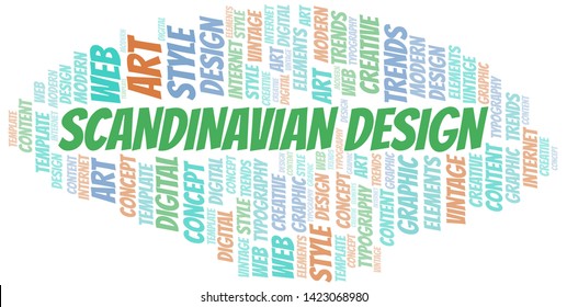Scandinavian Design word cloud. Wordcloud made with text only.