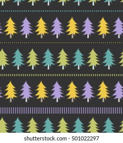 Scandinavian Fir tree forest seamless pattern Vector illustration