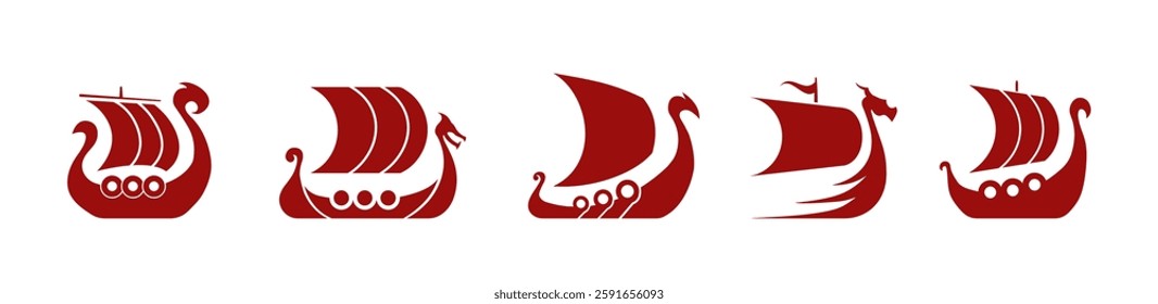 A Scandinavian flag-themed longship logo with marine elements, including a dragon prow, sail, and shields, representing Nordic mythology and history.