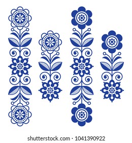 Scandinavian floral design elements, folk art patterns - long stripes.

Retro floral design elements inspired by Swedish and Norwegian traditional embroidery 