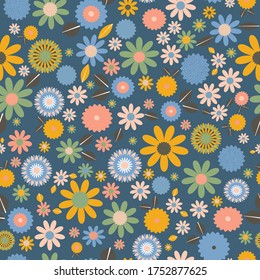 Scandinavian floral folk pattern. Geometric Floral vector seamless repeat pattern. Perfect for home decor, fabrics, upholstery, wallpaper, print and packaging, kids products and stationary
