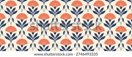 Scandinavian Floral Seamless Pattern Design, Vector file