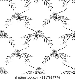 Scandinavian floral seamless pattern isolated on white background. Minimalist trendy european design for wallpaper and fashion textile print.