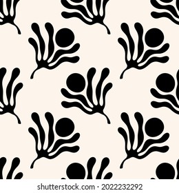 Scandinavian floral seamless pattern. Scandi folk wild flowers ornament. Summer or spring gardening rural print.