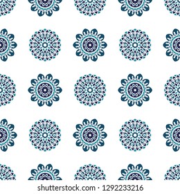 Scandinavian floral vector seamless pattern. Nordic geometric botanic background. Modern folk colorful texture for fabrics, prints, clothes and home decor design