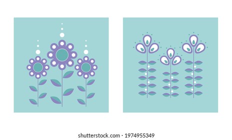 Scandinavian flower. Geometric vector design for pattern or background
