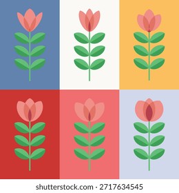 Ilustración de flor escandinava Vector EPS