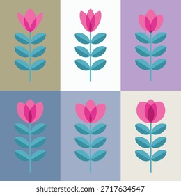 Ilustración de flor escandinava Vector EPS