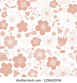Scandinavian flower pattern vector pink