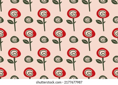 Scandinavian Flower Seamless Pattern Background with Pastel Color. Seamless Pattern Stock Vector