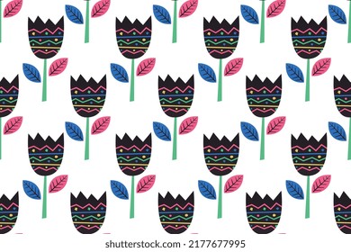 Scandinavian Flower Seamless Pattern Background with Pastel Color. Seamless Pattern Stock Vector