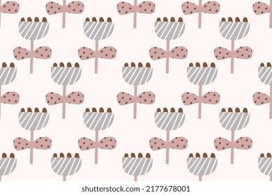 Fondo del patrón de la flor escandinava sin soldadura con color pastel. Vector de material de patrón sin inconvenientes