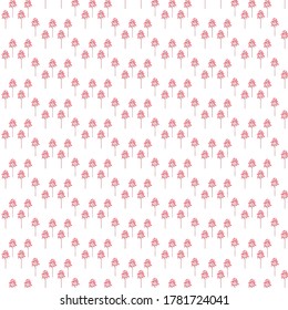 Scandinavian flowers. Arline seamless pattern. Randomly arranged flowers of red and blue. Vector illustration on isolated white background in Nordic style. For textile,paper,packaging,cover,wallpaper