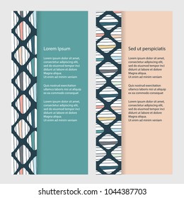Scandinavian flyers vector template. Hand drawn rhombus banner design. Abstract flyers for medicine, healht, genetic, science information and advertising