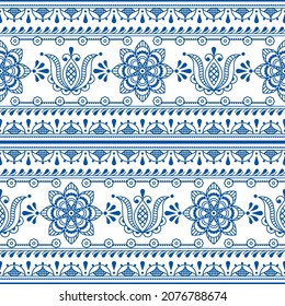 Scandinavian folk art outline vector seamless textile or fabric print with flowers and leaves inspired by lace and embroidery backgrounds. Traditional retro background with floral motif on white