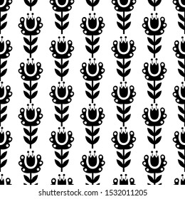 Scandinavian folk art seamless pattern. Swedish and Norwegian vector background can be used for wallpaper and textile designer.